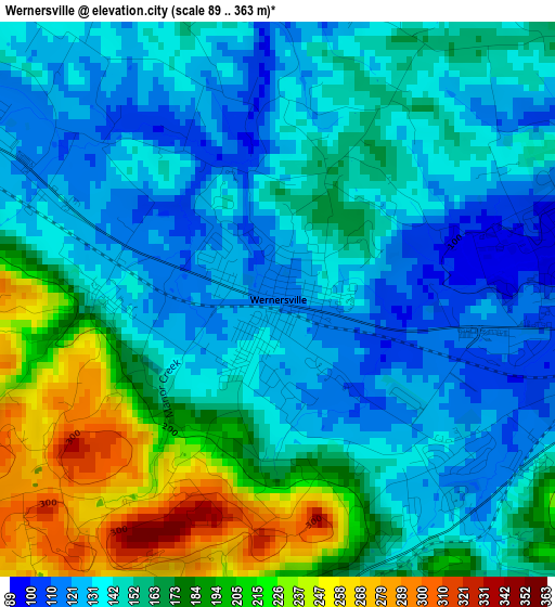 Wernersville elevation map