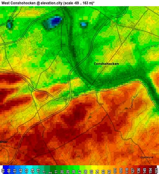 West Conshohocken elevation map