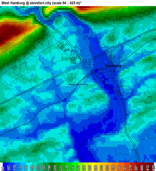 West Hamburg elevation map