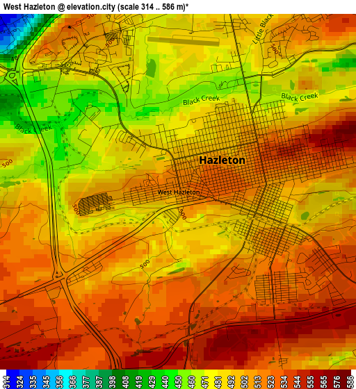 West Hazleton elevation map