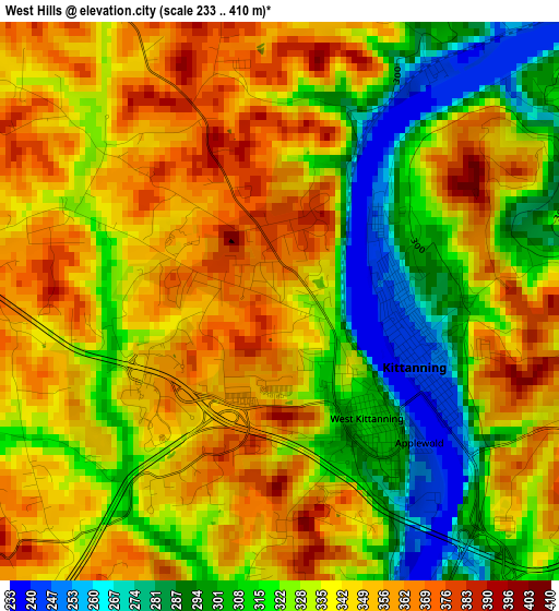 West Hills elevation map