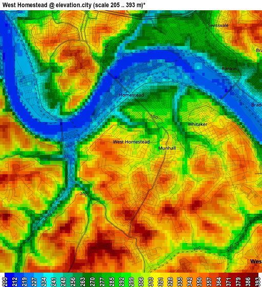 West Homestead elevation map