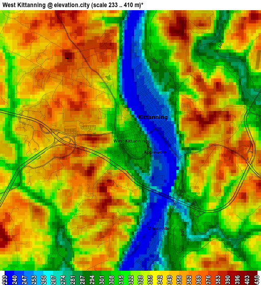 West Kittanning elevation map