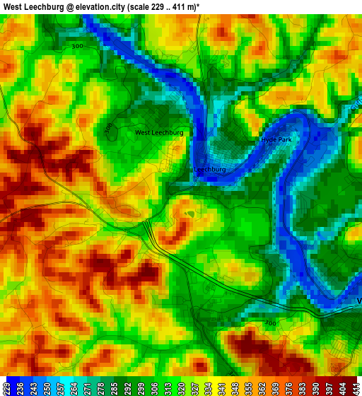 West Leechburg elevation map