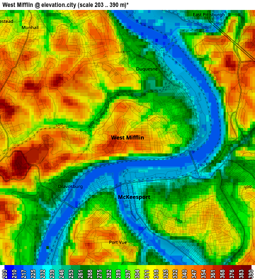 West Mifflin elevation map