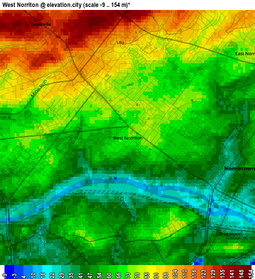 West Norriton elevation map