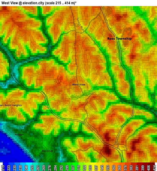 West View elevation map