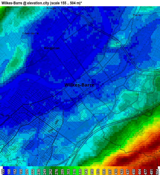 Wilkes-Barre elevation map