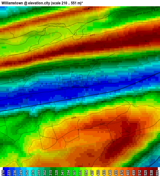 Williamstown elevation map