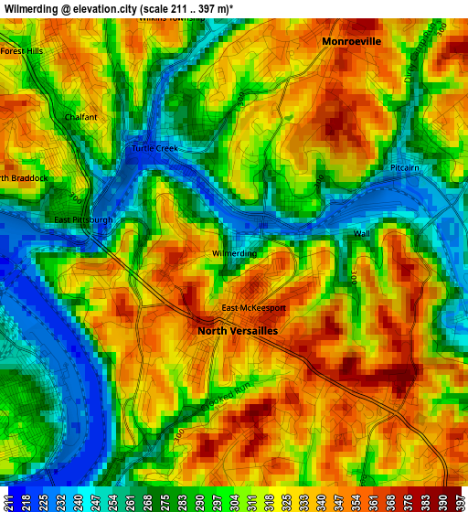 Wilmerding elevation map