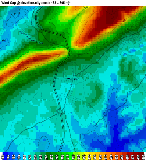 Wind Gap elevation map