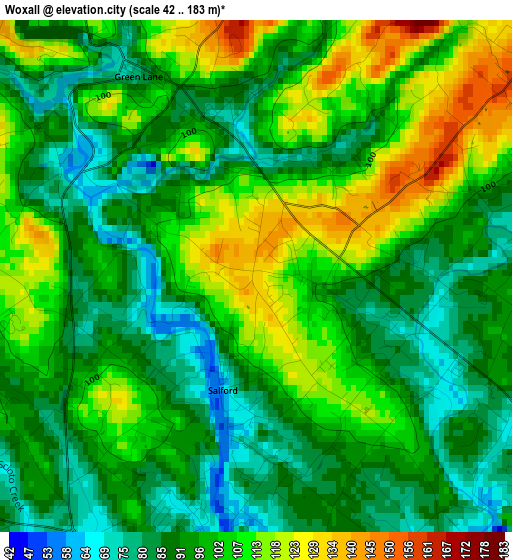 Woxall elevation map