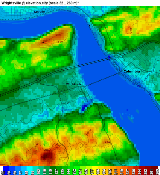 Wrightsville elevation map