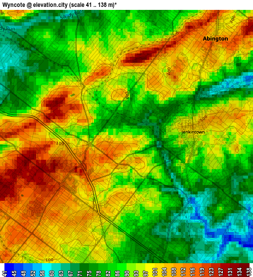 Wyncote elevation map