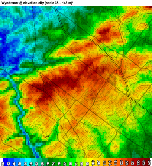 Wyndmoor elevation map