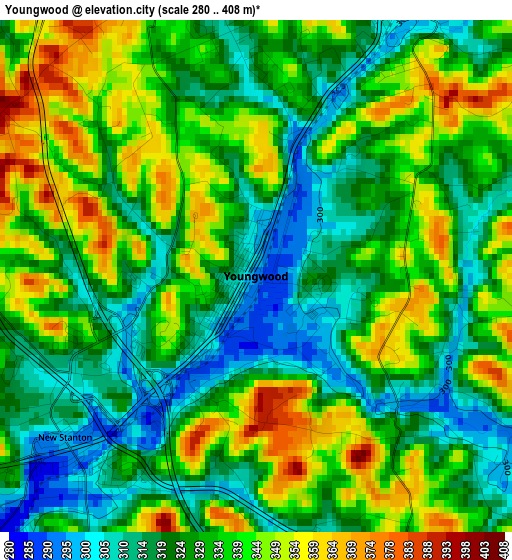 Youngwood elevation map