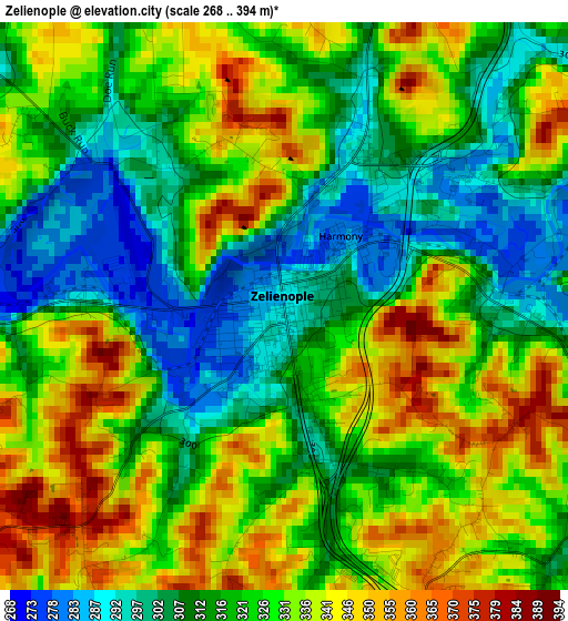 Zelienople elevation map