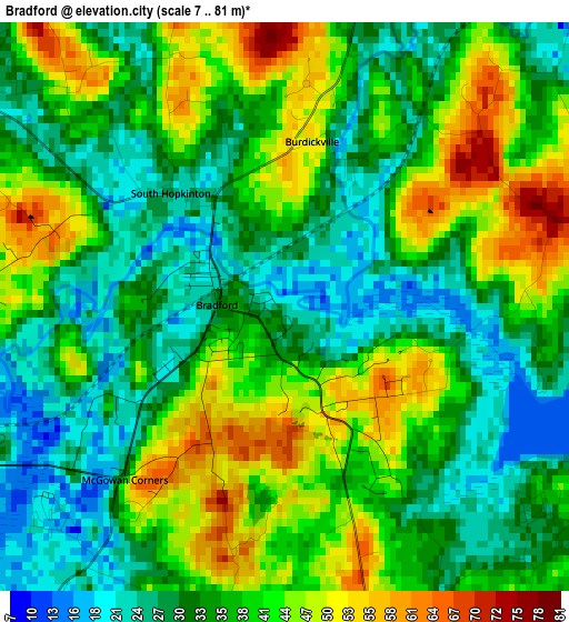 Bradford elevation map