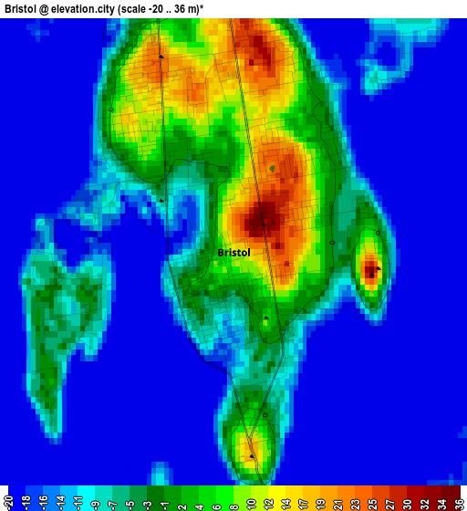 Bristol elevation map