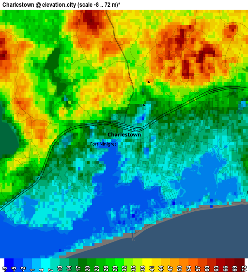 Charlestown elevation map