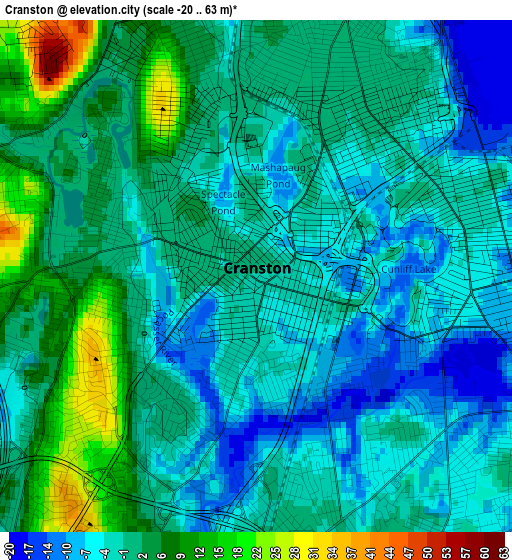 Cranston elevation map