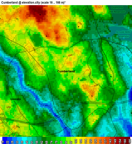 Cumberland elevation map