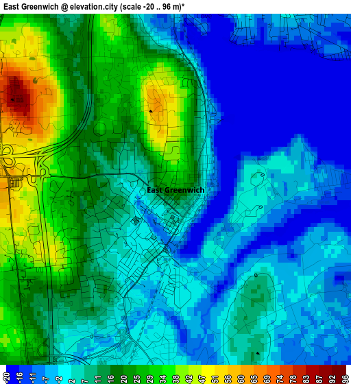 East Greenwich elevation map