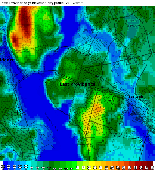 East Providence elevation map