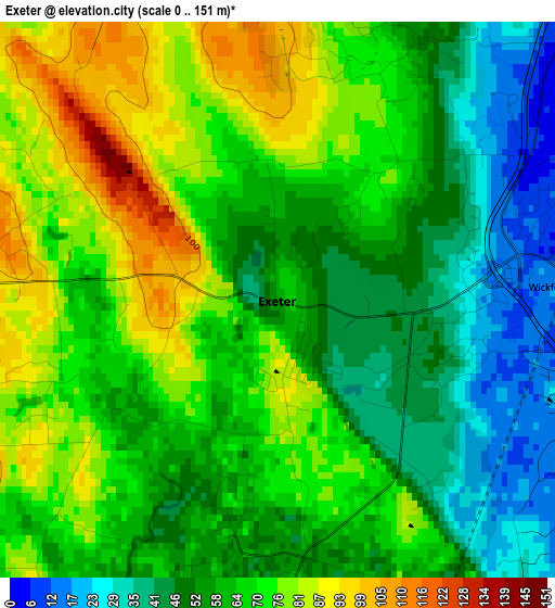 Exeter elevation map