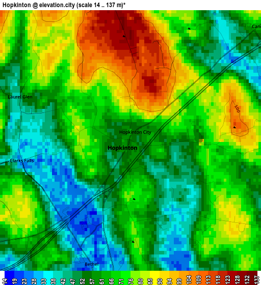 Hopkinton elevation map