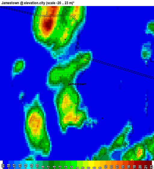 Jamestown elevation map