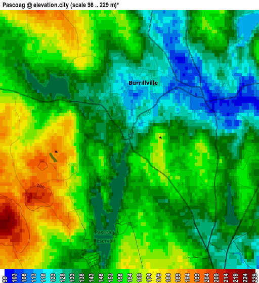 Pascoag elevation map