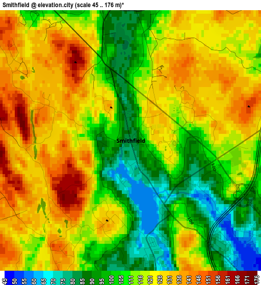 Smithfield elevation map