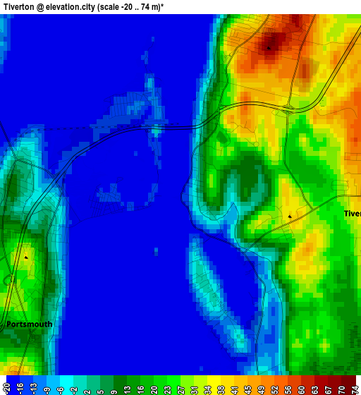 Tiverton elevation map