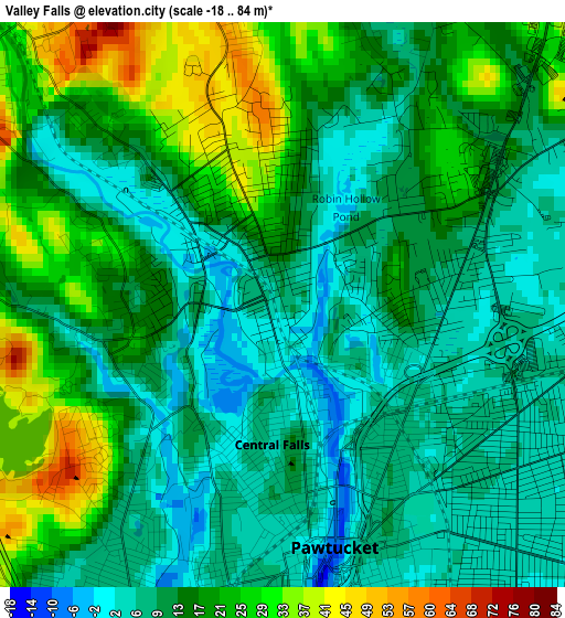 Valley Falls elevation map