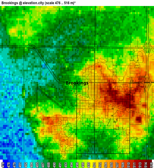 Brookings elevation map