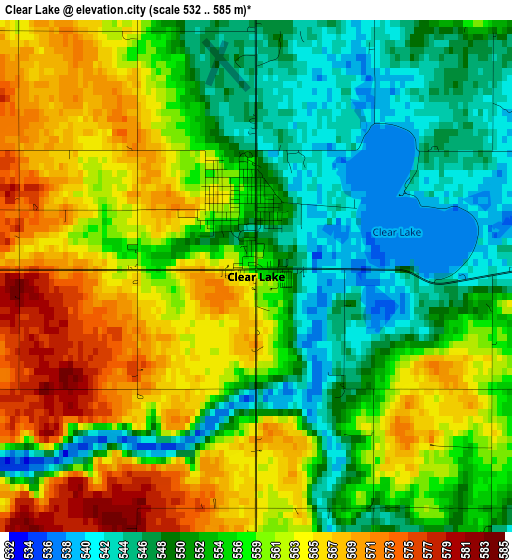 Clear Lake elevation map