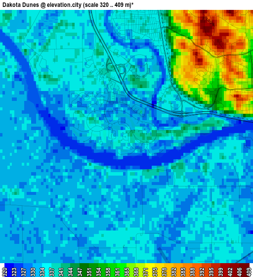 Dakota Dunes elevation map