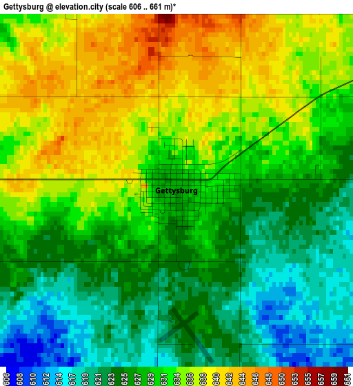 Gettysburg elevation map