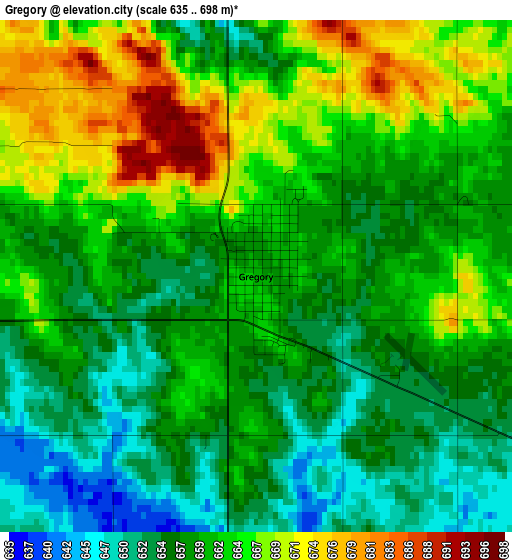 Gregory elevation map