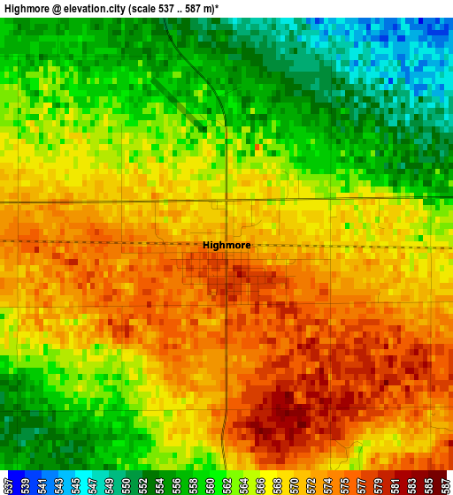 Highmore elevation map