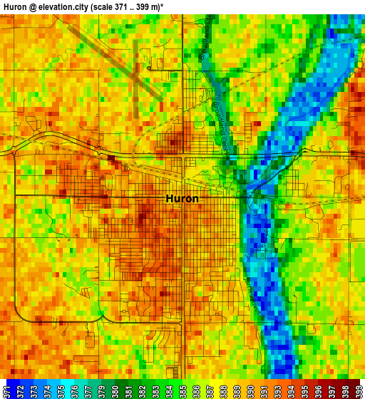 Huron elevation map