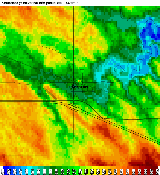 Kennebec elevation map