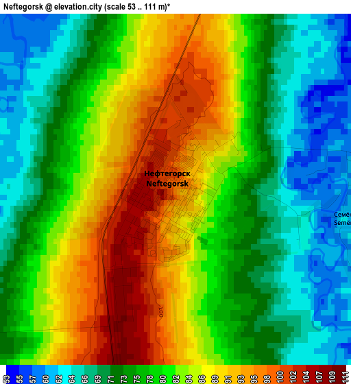 Neftegorsk elevation map