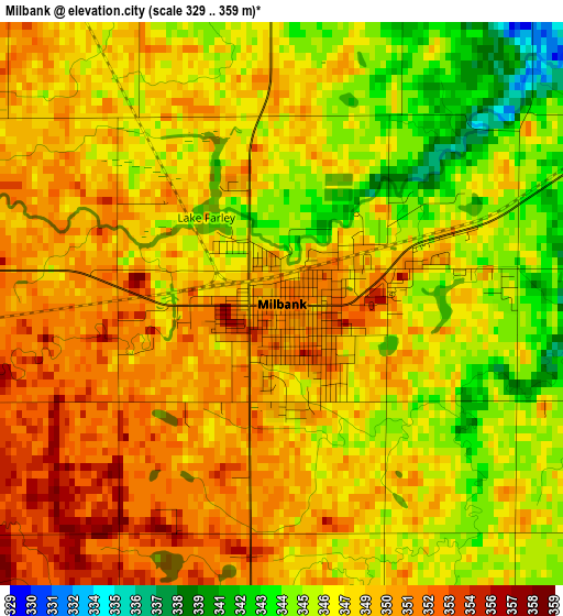 Milbank elevation map