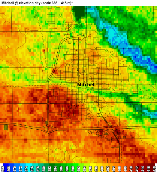 Mitchell elevation map