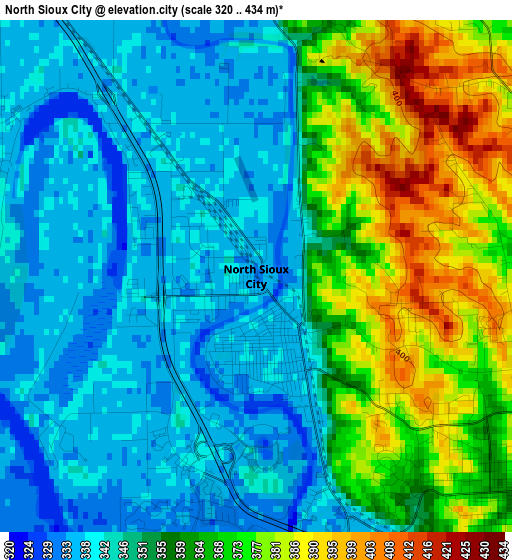 North Sioux City elevation map