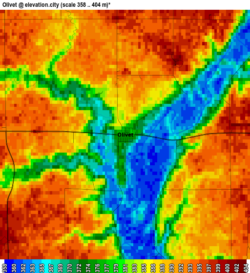 Olivet elevation map