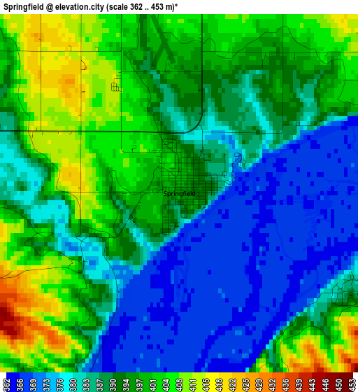 Springfield elevation map