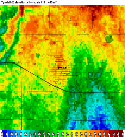 Tyndall elevation map